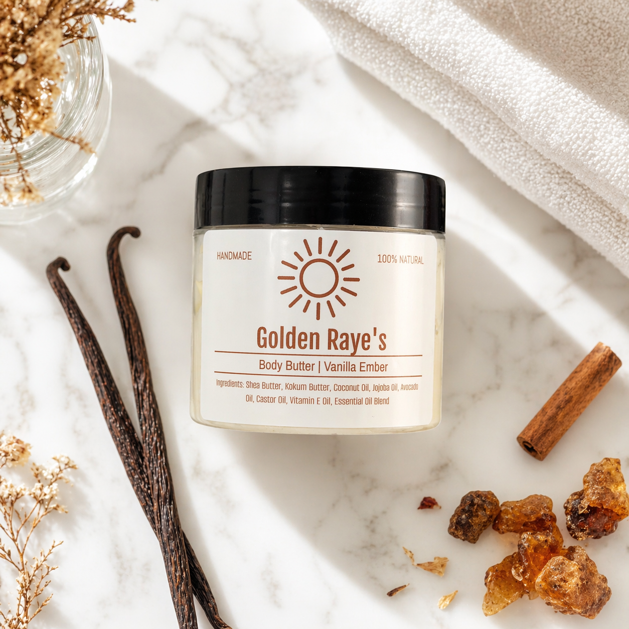 Golden Raye's Vanilla Ember hydrating whipped body butter