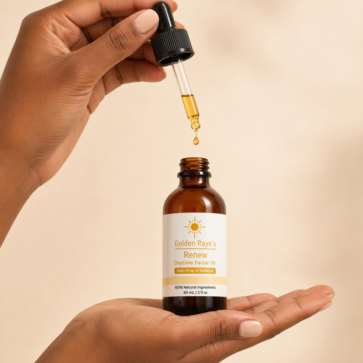 Natural facial oil with hibiscus, rosehip, and turmeric