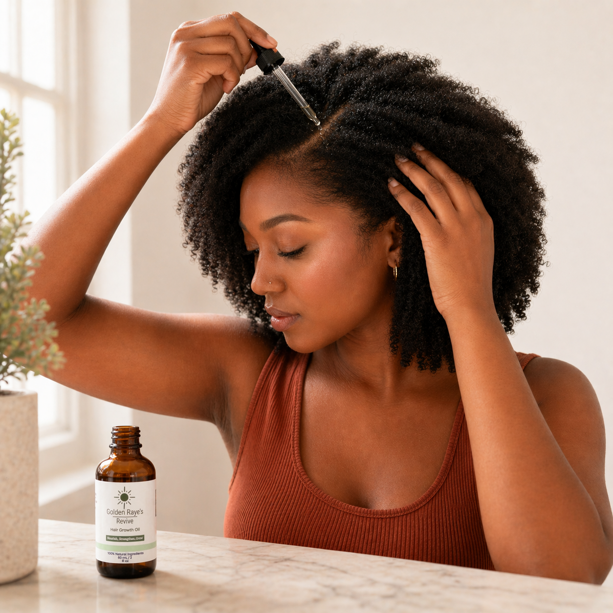 Natural hair oil for stronger roots and thicker, healthier hair