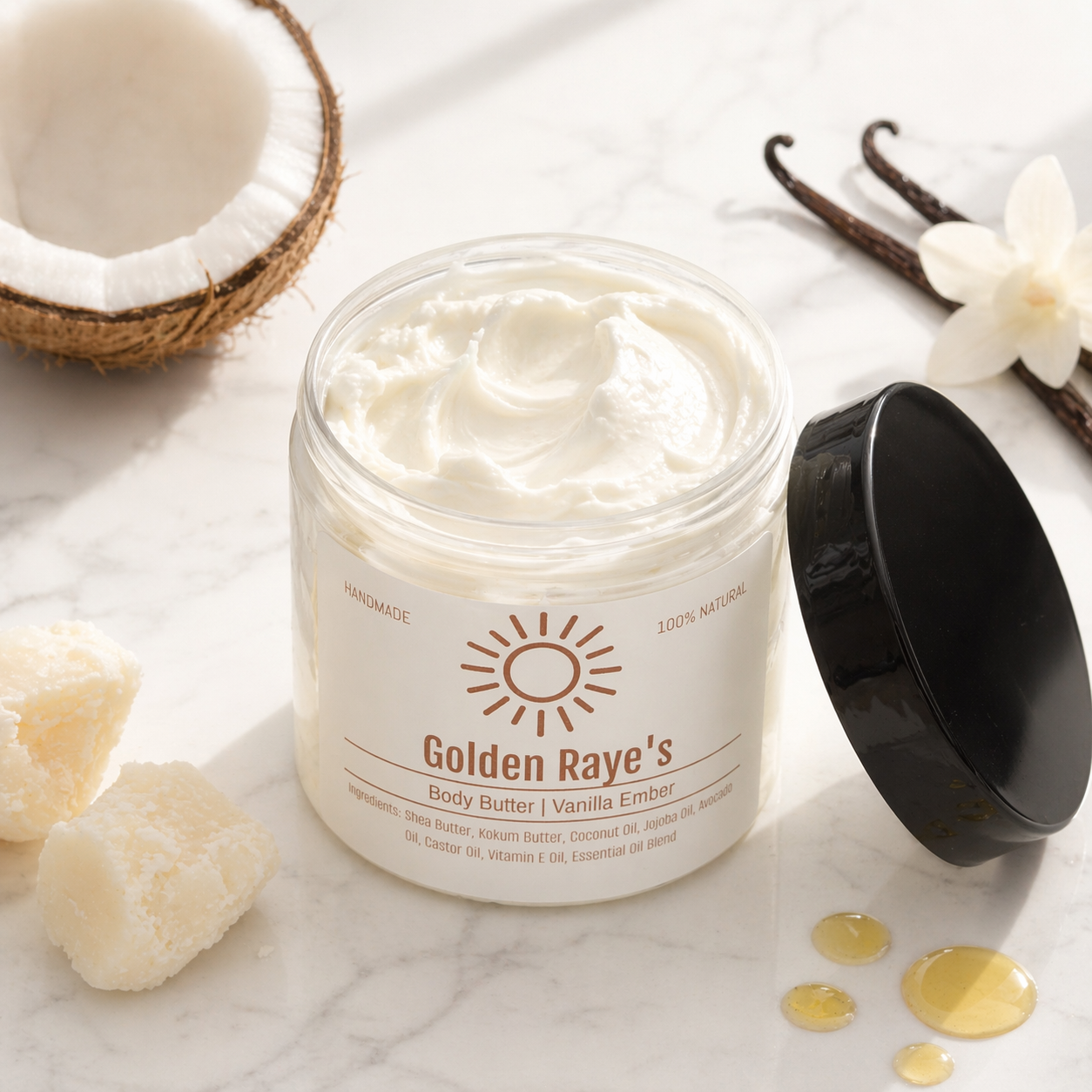 Natural hydrating body butter for soft, nourished skin
