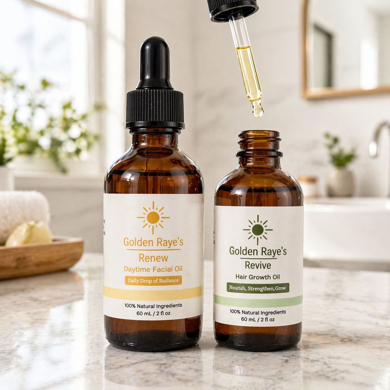 Renew facial oil and Revive hair growth oil bundle