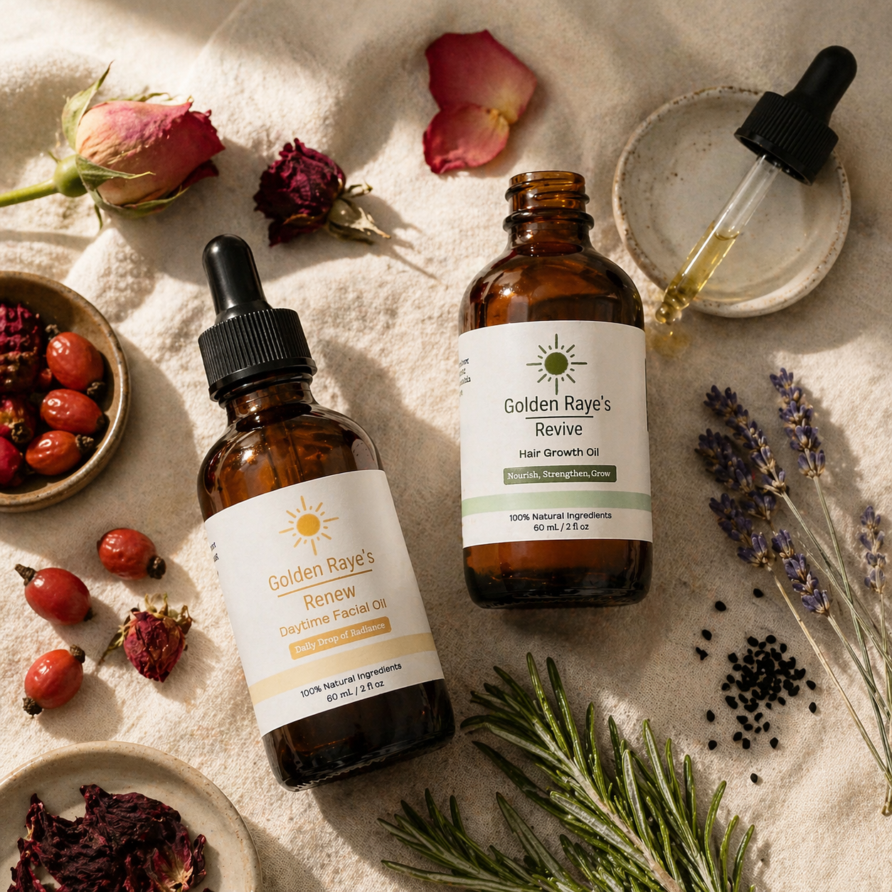 Natural skincare duo for glowing skin and stronger hair